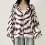 Itta Overfit Stripe Dangara Hooded Zip-Up