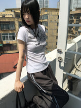 Doodle tattoo printing slim short sleeve t-shirt