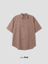 No.1291 nerd check half SHIRT (4color)