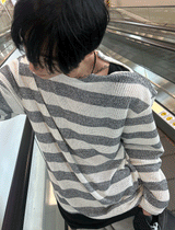 リベットストライプニットTシャツ