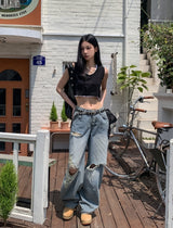 アイシングビンテージダメージバルーンデニムパンツ