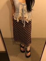 Cocoa Dot Vintage Midi Skirt