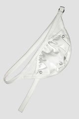 Satin belted bag, Ivory