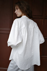 Seersucker check shirt, White