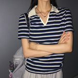 Mophol ウェスタンストライプPKカラー半袖Tシャツ