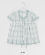 Arche Check Frill Short Sleeve Blouse