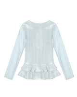 Glossy Frill Top _ SKY BLUE