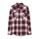 flannel plaid western shirt burgundy
