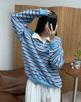 Pend Striped Collar Sweatshirt