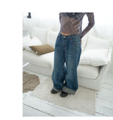 Prince basic wide denim pants