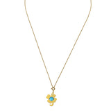 RV-Clover & Turquoise Q Long Necklace_Gold(75CM)