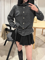 Buckle Strap High Neck Jersey Top