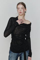 LILY COWL RIBBON TOP black