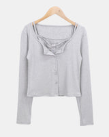 Enru Slim Fit Sleeveless & Cardigan Set