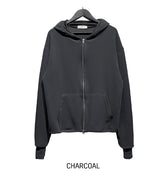 Henne warmer layered two way hoodie zip-up