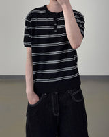 Diron Striped Henley Knit