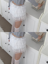 Dream Flare Cancan Lace Frill Shorts (White)