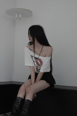 leopard love off shoulder T (2color)