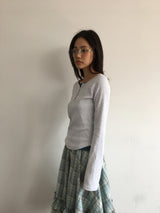 Liège button boat neck t-shirt (3color)