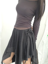 stripe ribbonline wave skirt