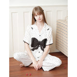 Black and white polka dot printed pajamas｜Suitable for all seasons