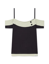 BUTTON CONTRAST OFF-SHOULDER(CHARCOAL)