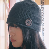 knit button beanie charcoal
