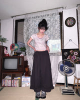 (2color) Flower Lace Crop Short Sleeve Tee