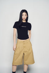 25SS カラー ロゴ ヘムライン クロップ ショートスリーブ Tシャツ ブラック