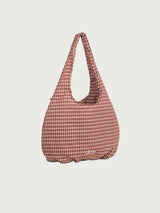 Check Padded Hobo Bag - Red