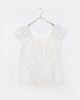 Lupu Checkered Cap Sleeves Shirring Blouse