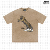 レインフォレストカーキデニムウォシュドTシャツ (Cheetah)