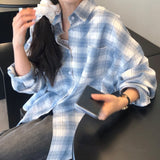 Blue Pepper Oversized Fit Boxy Fit Checkered Shirt Shirt [MANDARINETREE ONLY]