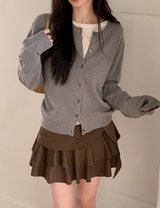 [SHOPPERMADE] Latte Suede Tiered Mini Skirt (2color)