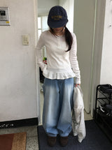 ヒルシウォッシングワイドデニムパンツ
