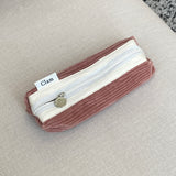 Clam round pencilcase _ Corduroy mist pink