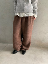 Halka Bokashi Hairy Knit Banding Wide Pants