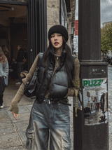 Illya Leather Crop Vest Padded