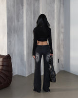 Rose dark blue low bootcut jeans