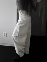 back pocket cross stud wide denim (fleece-lined / 2color)