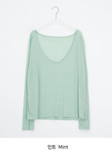 Levui Summer See-through V-Neck Layered Long Sleeve Tee