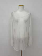 Damaged See-through Boat Neck Loose Fit Knit