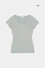 Solid slim wide-neck T-shirt