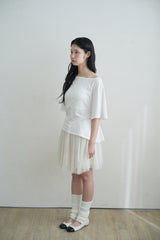Big ribbon strap loose top - white