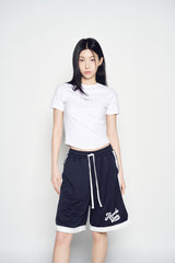 25SS ベーシック ロゴ ヘムライン クロップ ショートスリーブ Tシャツ ホワイト