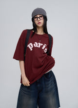 パリスパッチウォッシングオーバーサイズフィット半袖Tシャツ