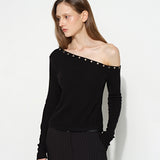 Studded Off-Shoulder Black
