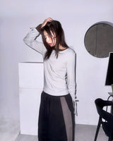 (3color) Shirring Layered Long Sleeve Tee