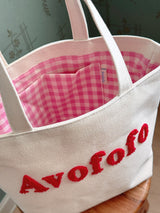 Signature canvas check tote bag