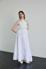 PEARL HALTERNECK TOP / WHITE